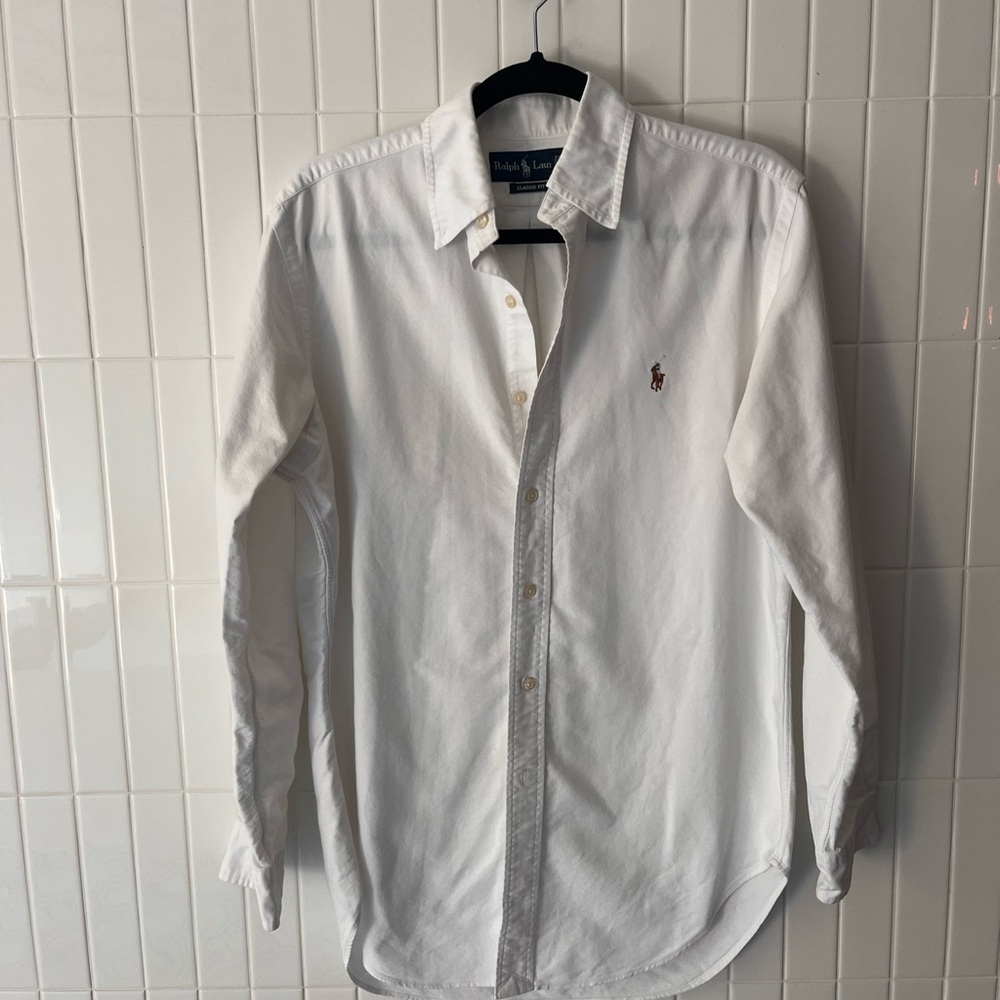 Ralph Lauren White Long-Sleeve Oxford Button-Down Shirt